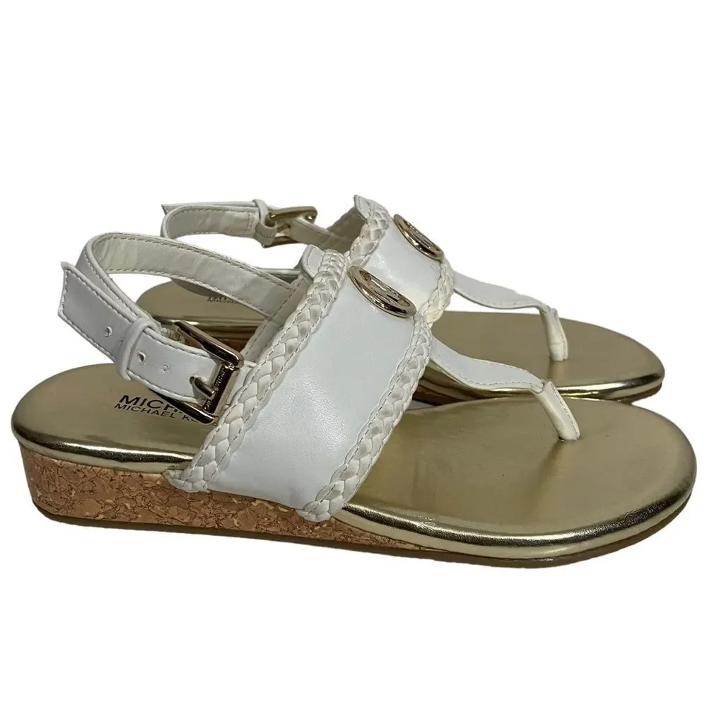 NWOT Michael Kors Gold & White Sandals